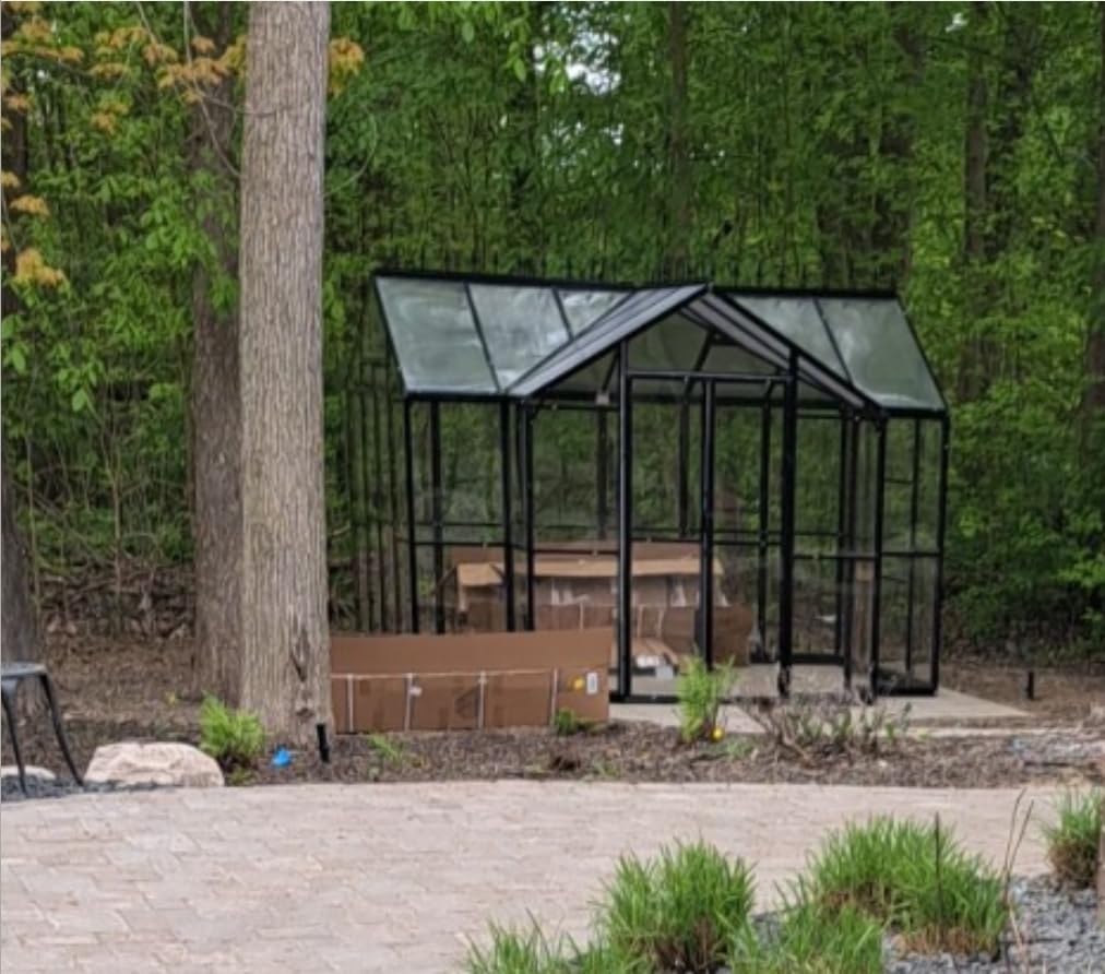 AMERLIFE 12 x 10 x 8-Ft Hybrid Polycarbonate Greenhouse | Quick-Connect Aluminum Frame, Dual Roof Vents, Double Doors, Gutters, Walk-In Design, Black customer photo 2