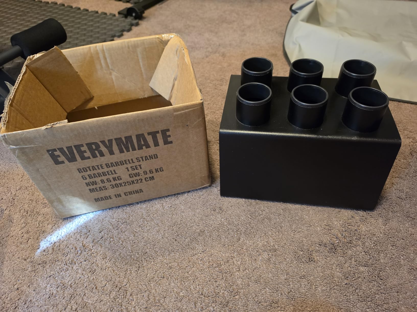 EVERYMATE Vertical Barbell Rack - Heavy-Duty Steel Organizer, Barbell Holder Floor Stand, Fits 2