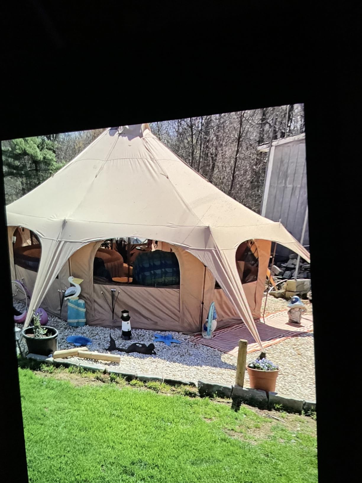WildFinder 16.5 Ft Canvas Bell Tent, Large Yurt Tent with Stove Jack | 4 Seasons Tent for Camping with 8 Mesh Windows, Removable Floor, 55