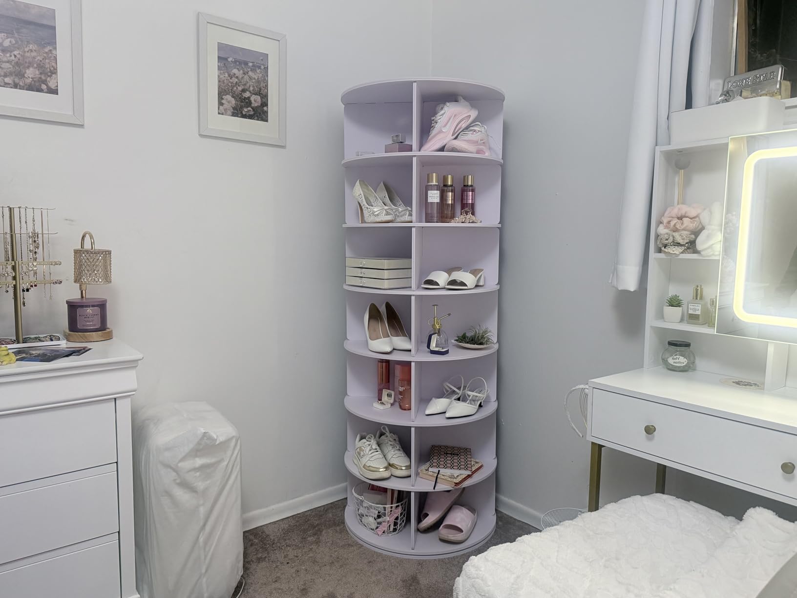 VASAGLE 7-Tier Rotating Shoe Rack Tower, Free Standing 360 Degree Spinning Shoe Organizer, Lazy Susan Bag Display Storage Rack, for Corners, Closets, Small Spaces, Black ULBS047BZ01 customer photo 1