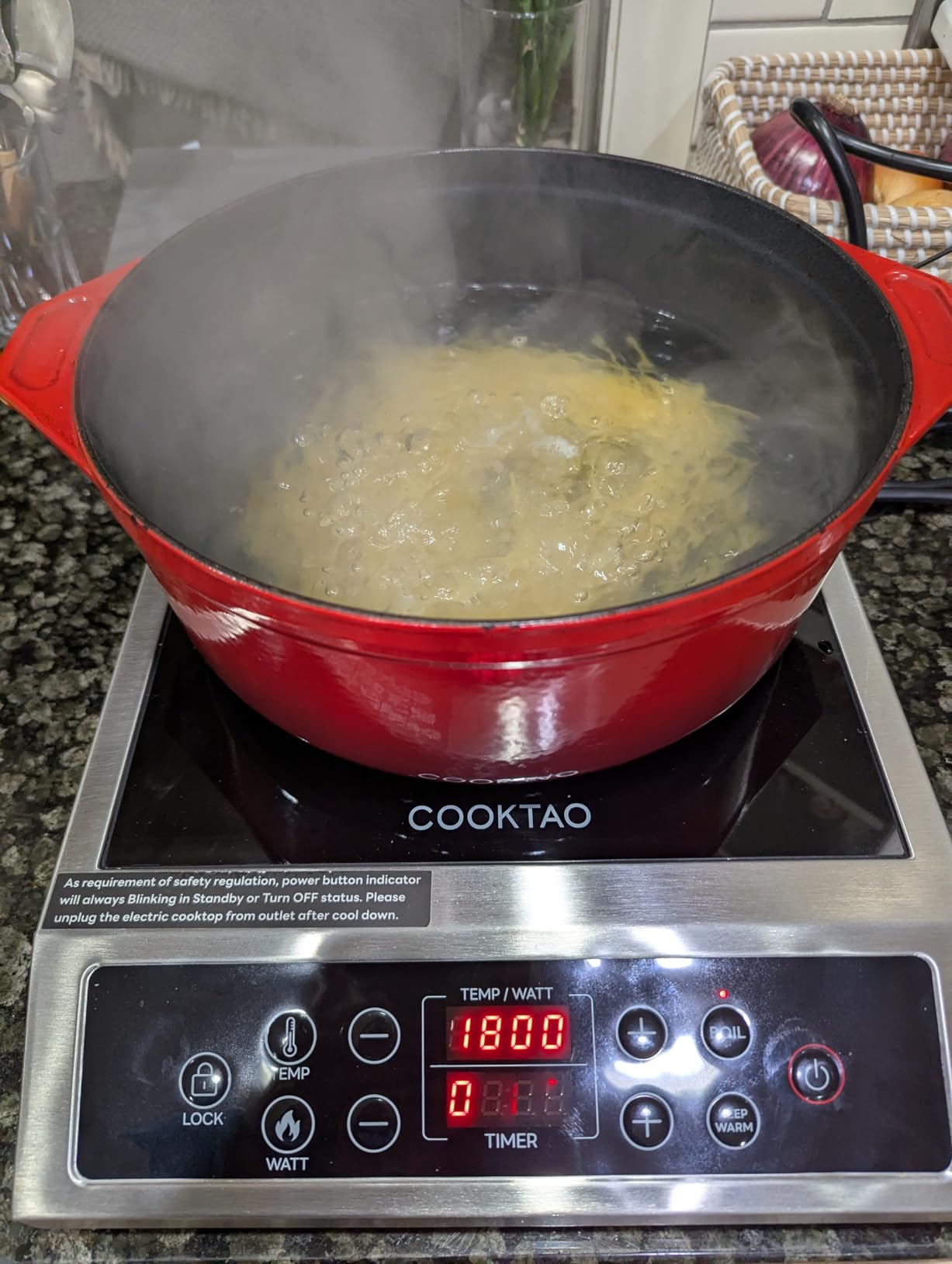 Stainless Steel Induction Cooktop, Professional Commercial Grade Single Burner Electric Cooktop, 1800W Hot Plate Portable Countertop Cooker with Temperature Control, Compatible with Magnetic Cookware customer photo 1