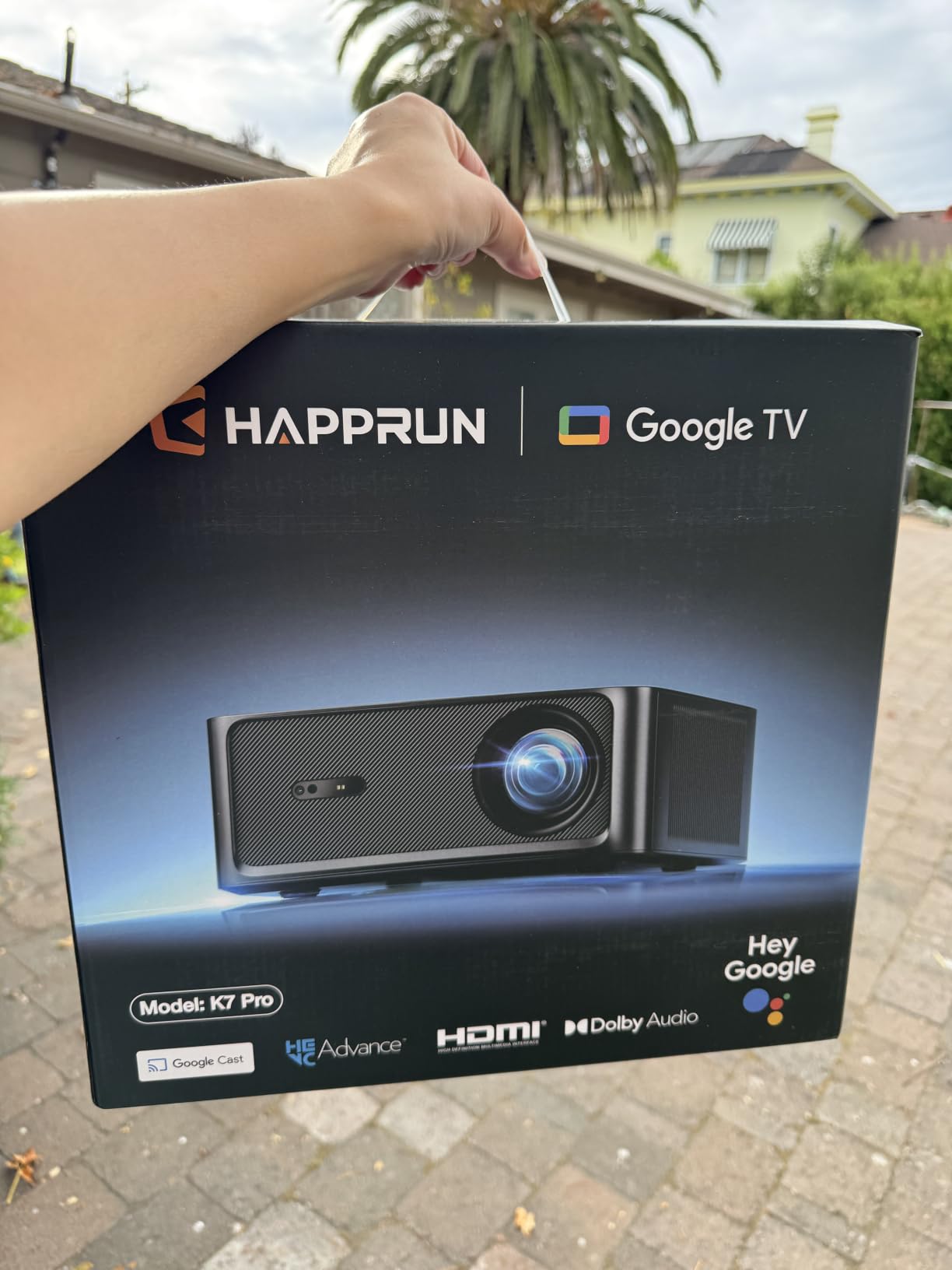 HAPPRUN 3000 ANSI Lumens Outdoor Projector with Official Google TV | 4K Supported, Dolby Audio, Auto Focus & Auto Keystone, 10K+ Apps, WiFi 6, Bluetooth, Indoor & Outdoor Movies customer photo 2