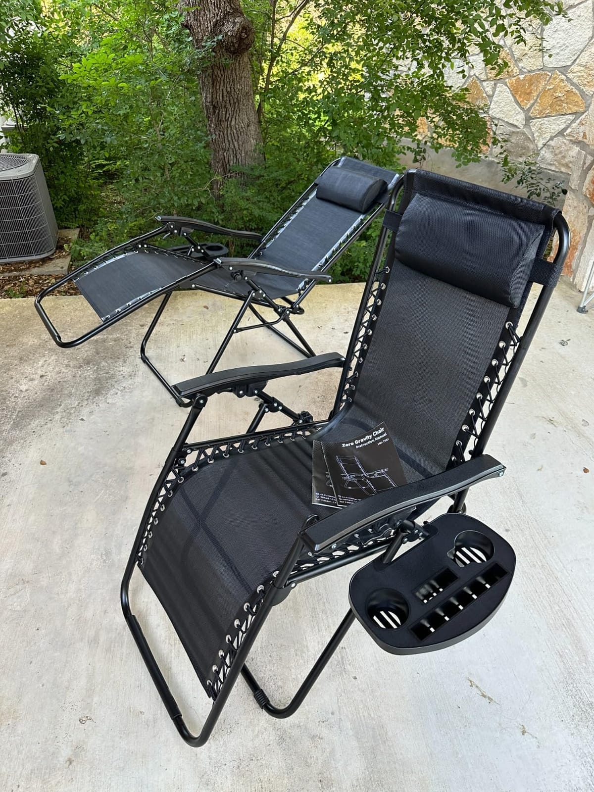 NEWBULIG Zero Gravity Chairs Set of 2, Lounge Chair Folding Portable Adjustable Camping Reclining Chairs with Adjustable Pollow, Mesh Back, Cup Holder Trays Lawn Patio Chair for Pool Beach customer photo 1