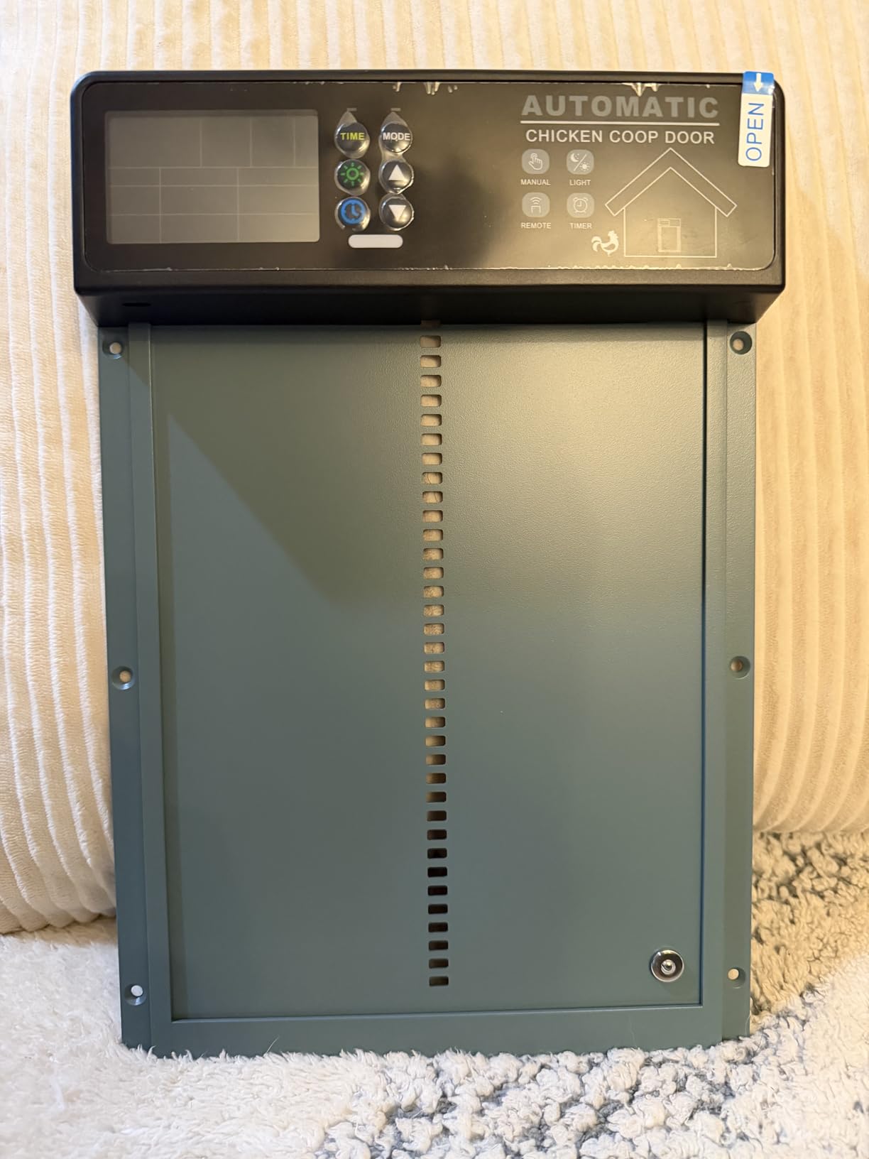 Solar Automatic Chicken Coop Door Programmable Remote 6 Modes Light Blue | Aluminum Auto Chicken Door, Pressure-Activated Anti-Pinch, Color LCD Display, All-Weather Operation customer photo 2