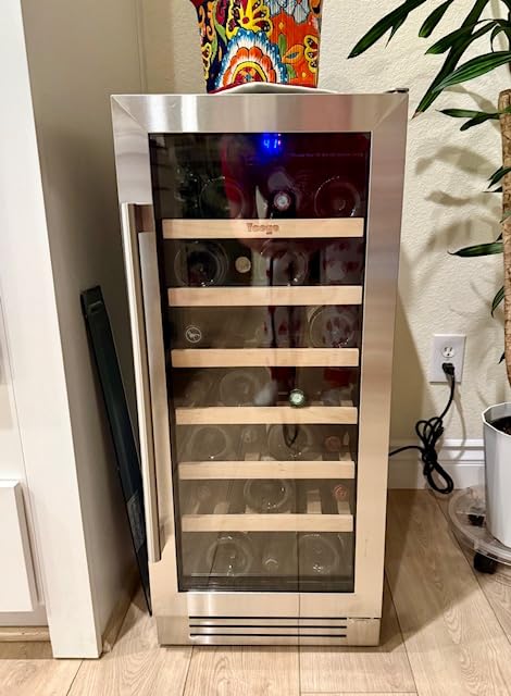 Yeego 24 Inch Dual Zone Wine Fridge with 52 Bottle | Built-In or Freestanding Wine Cooler Refrigerator with Glass Door | 40-65°F, Adjustable Shelves for Home Bar Kitchen Office customer photo 2