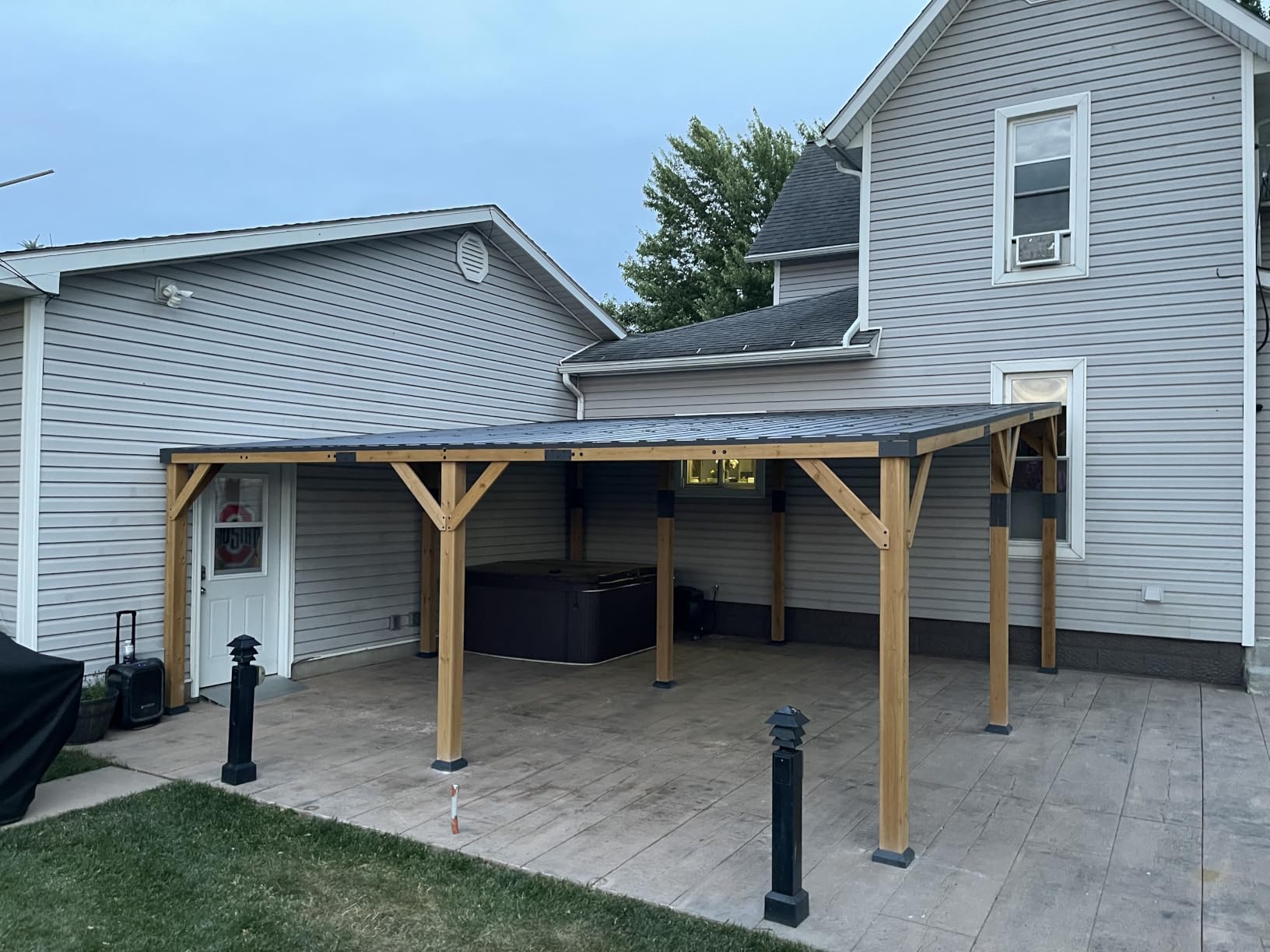 Jocisland 20' x 20' Cedar Wood Gazebo with Sloped Galvanized Steel Roof | Hardtop Gazebo Pavilion with Durable, Rot-Resistant Construction, Permanent Outdoor Pergola for Backyard, Garden & Deck customer photo 2