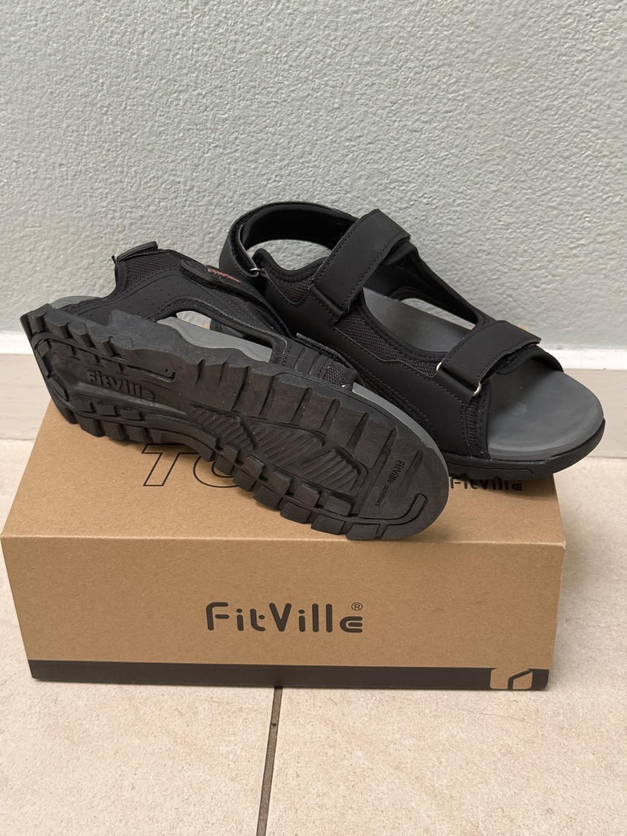 FitVille Men's Wide Sandals Orthopedic Athletic Sandals with Arch Support Comfortable Lightweight Walking Sandals for Outdoor Hiking Beach Travel customer photo 2