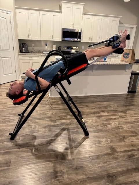 YOLEO Gravity Inversion Table for Back Pain Relief 2026 New Inversion Table | Back Stretcher Machine w/ Heat and Massage Lumbar pad, Reversible Ankle Holders, 300 lbs, Easy to Assemble customer photo 2