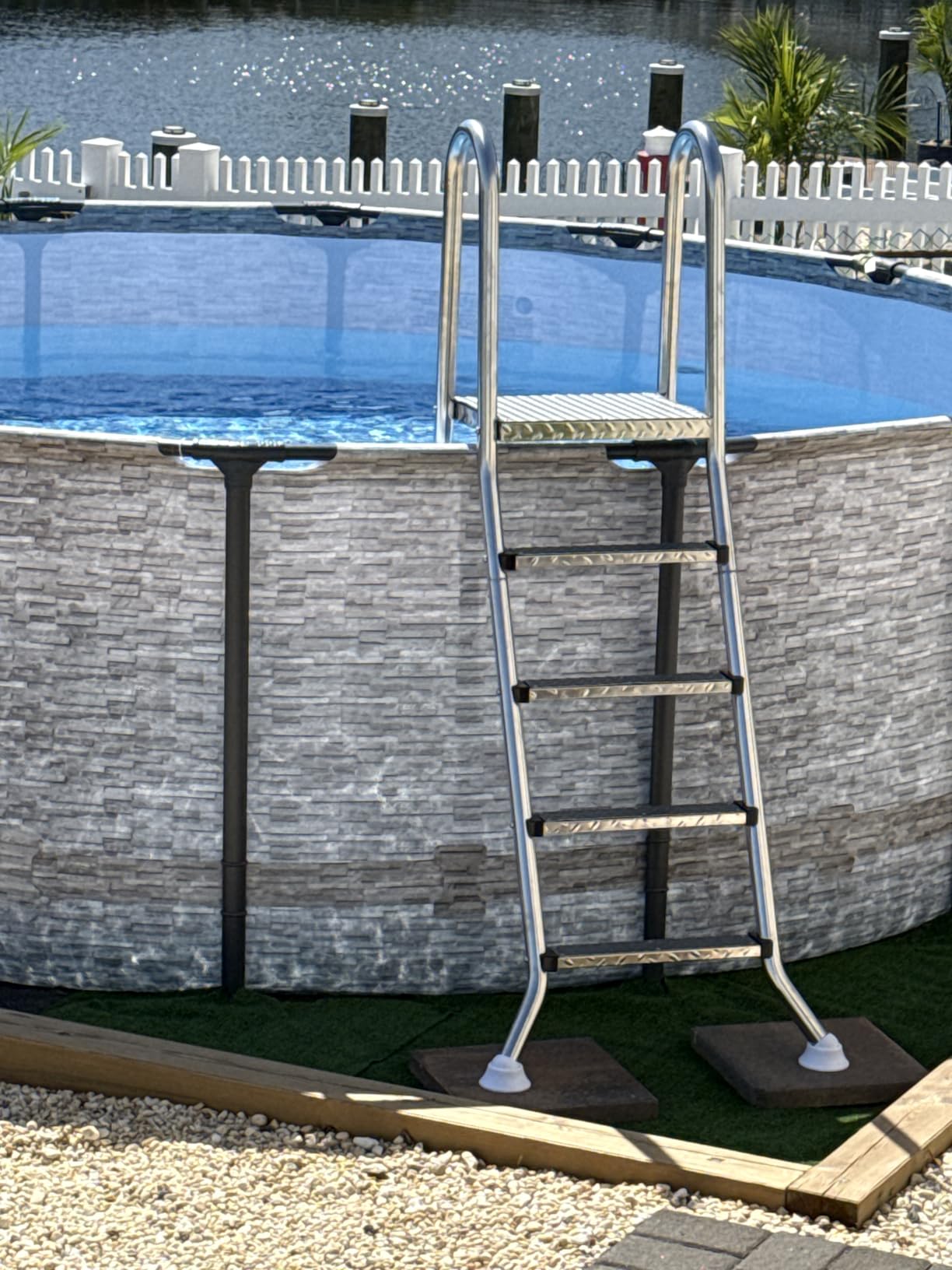 Above Ground Pool Ladder, 304 Stainless Steel Heavy Duty Pool Ladder | Abimars Pool Ladder with Non-Slip Wide Steps, 580 LBS Capacity, Fits 30-48 Inch High Pool Walls, Easy Entry for Outdoor Pools customer photo 1