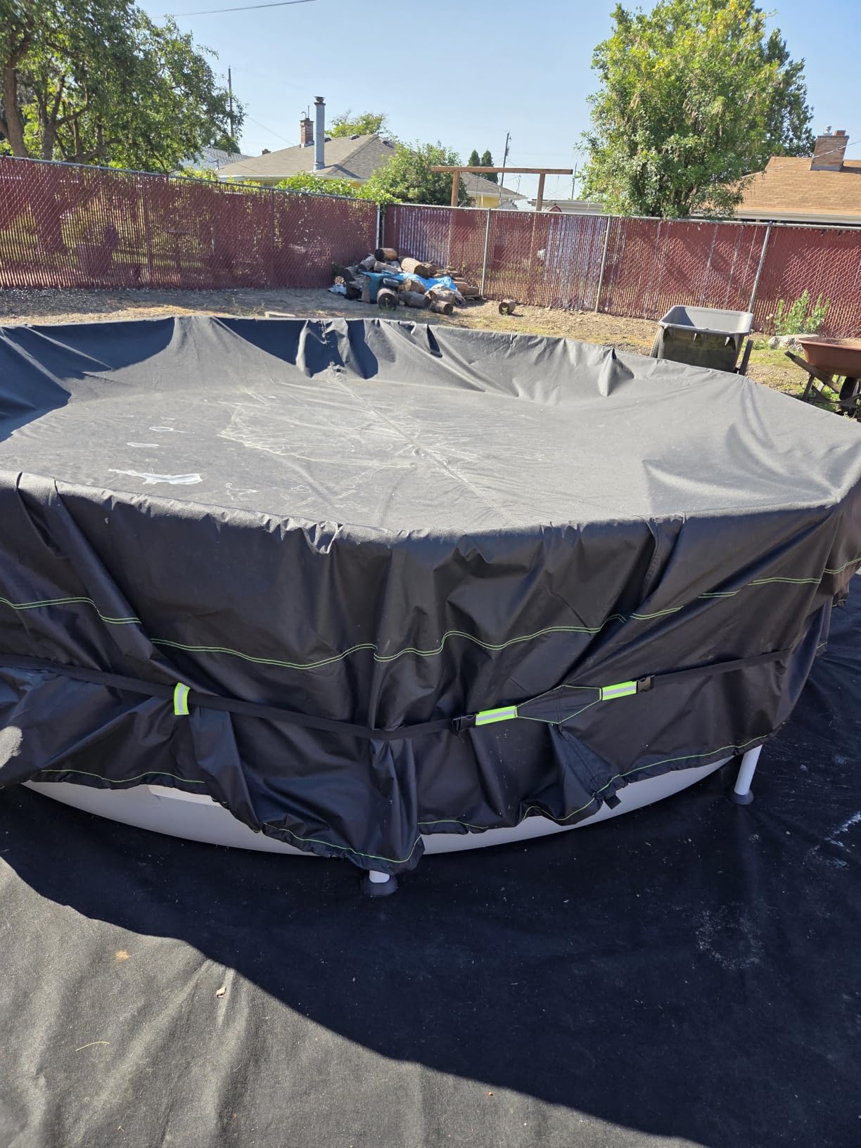UIRWAY 500D 12x24FT Winter Pool Cover Rectangular Heavy Duty Thick Fabric | Ultimate Windproof with Straps, Drawstring and Ground Nails, Fit Pool Covers for Above Ground Pools Rectangle, Tear Resistant customer photo 1