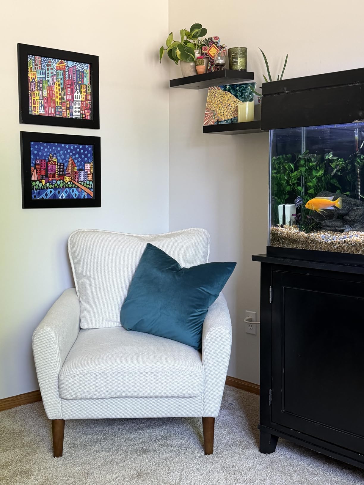 OLIXIS Comfy Accent Chair for Living Room Bedroom and Waiting Room - Upholstered Mid-Century Reading Chair with Pillow and Solid Wood Legs customer photo 2