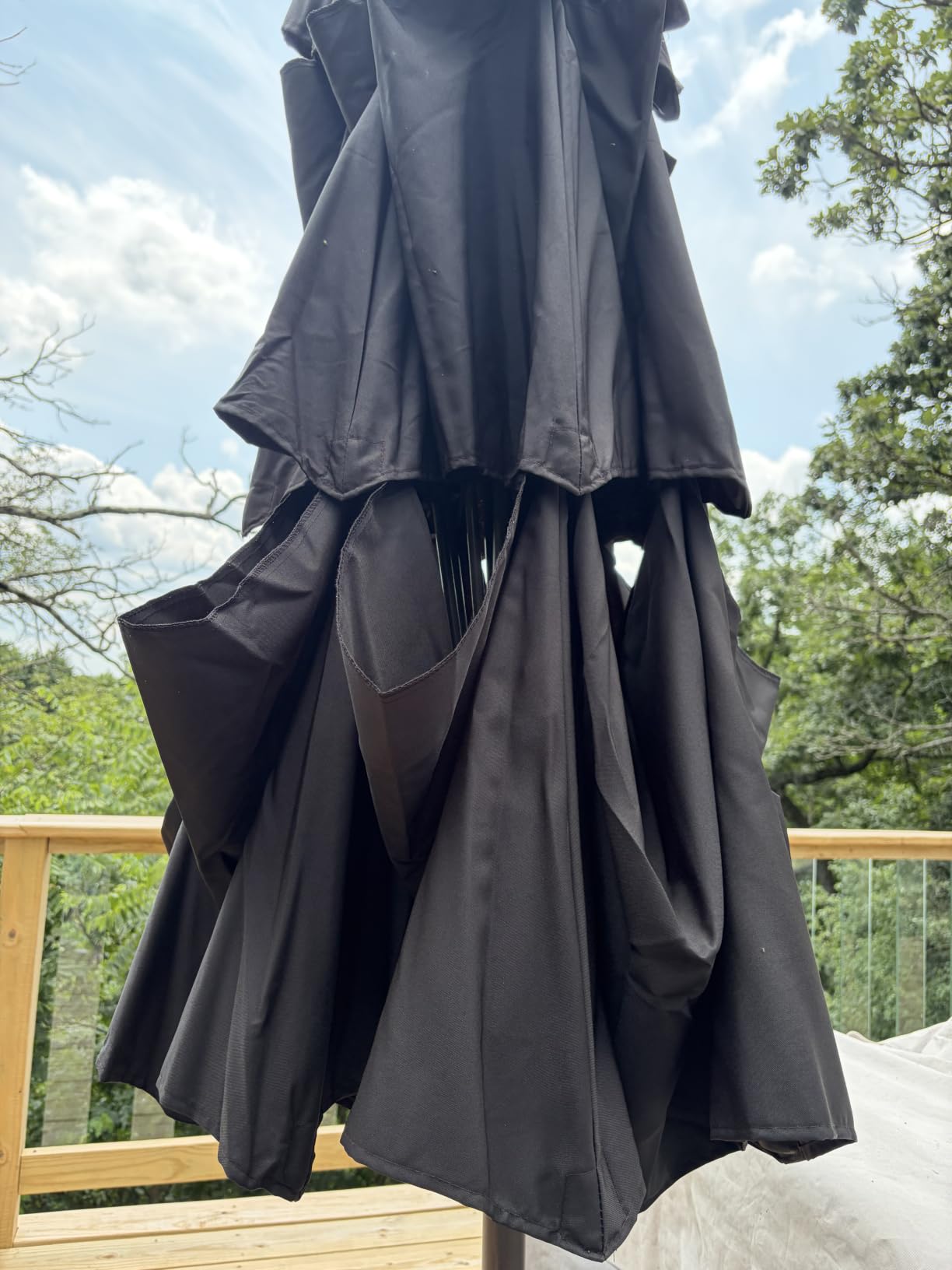 GREENVINES 3-Tier 9-FT-Patio-Umbrella, 8 Sturdy Fiberglass Ribs, Tan | Vented Canopy for Wind Protection | Push Button Tilt & Crank | Waterproof Market Umbrellas | for Pool Backyard Garden customer photo 1