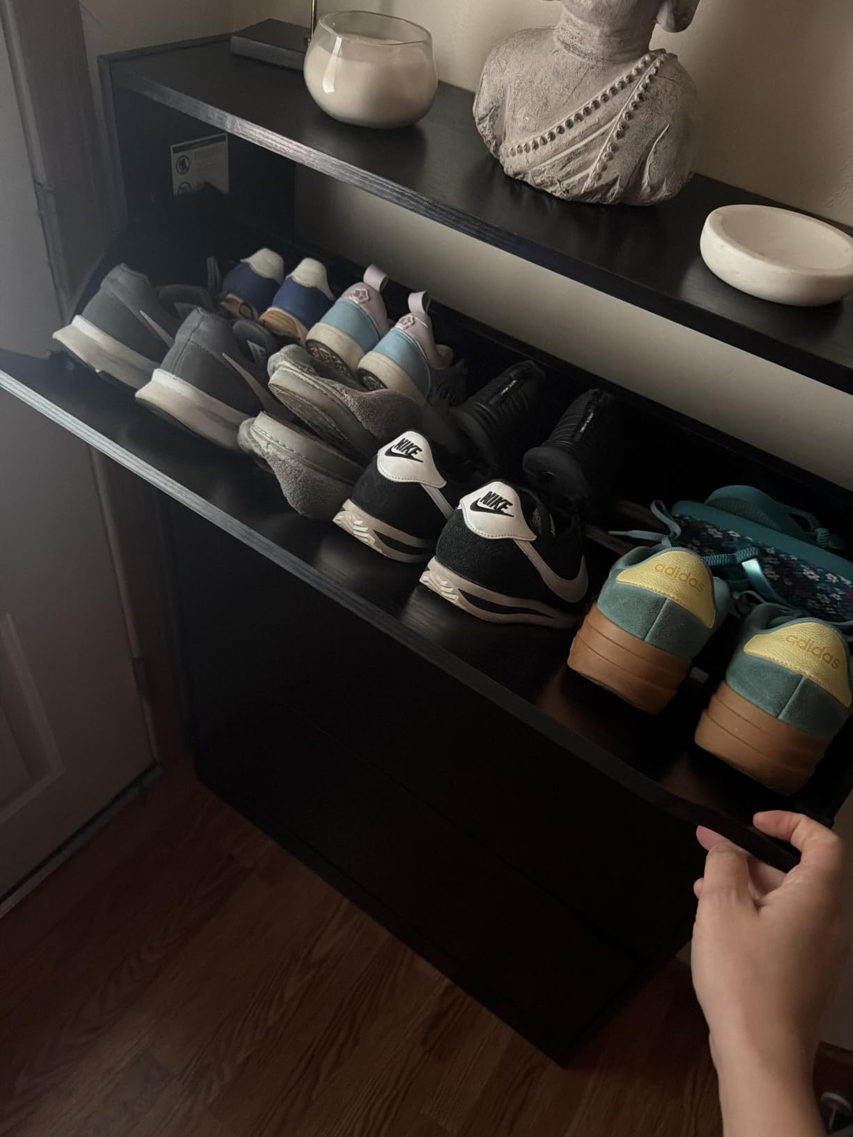 BORNOON Shoe Cabinet with 3 Flip Drawers, Slim Narrow Shoe Storage Cabinet, Freestanding Shoe Organizer with Adjustable & Removable Shelves, Top Display Shelf for Entryway, Hallway, Foyer, Closet customer photo 2