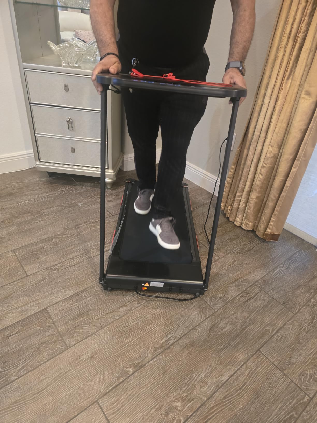 MCRG Portable Walking Pad Treadmill with Handle Bar Incline for Home Small | 3.5HP Electric Walking Pad Treadmill with Incline, Compact Mini Treadmill with Handles for Exercising, 0.6-10MPH, 400LBS customer photo 1