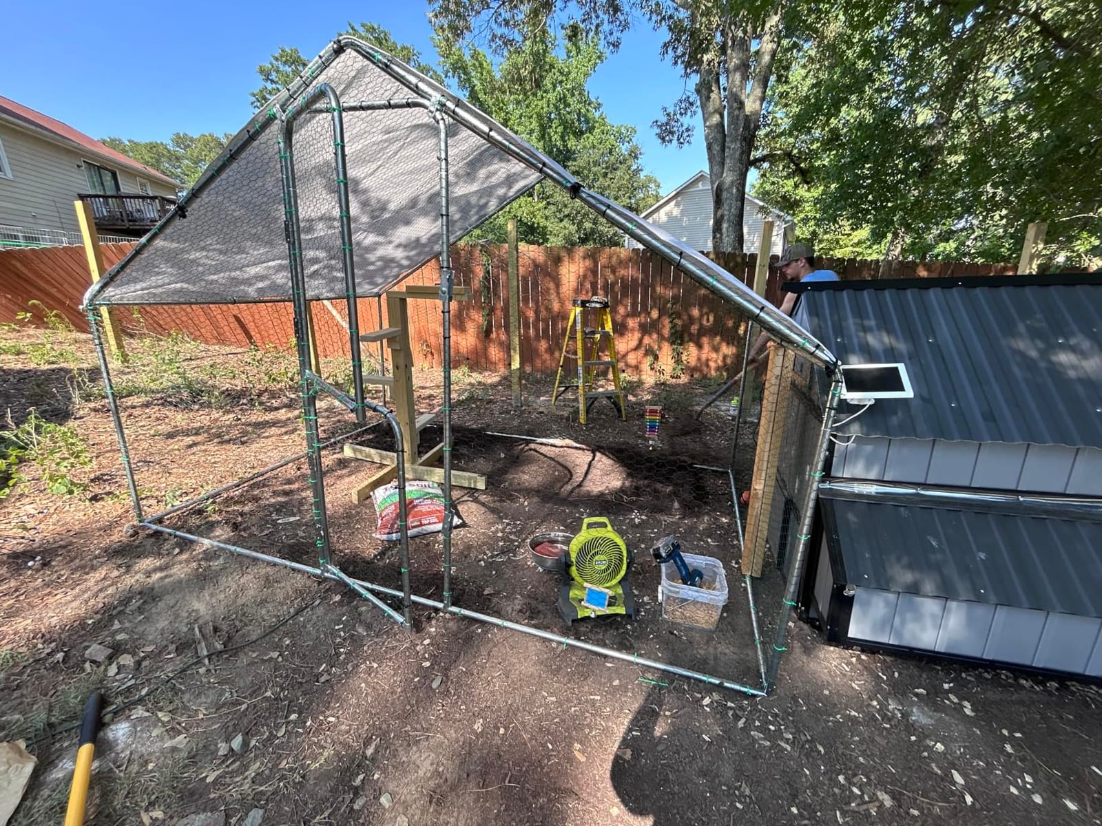 UDPATIO Large Metal Chicken Coop Walk in Run House Pen Galvanized Frame | Double Feed Door UV-Resistant Cover Outdoor Cage for Bird Duck Rabbit Hen 6-10 Silver M customer photo 1