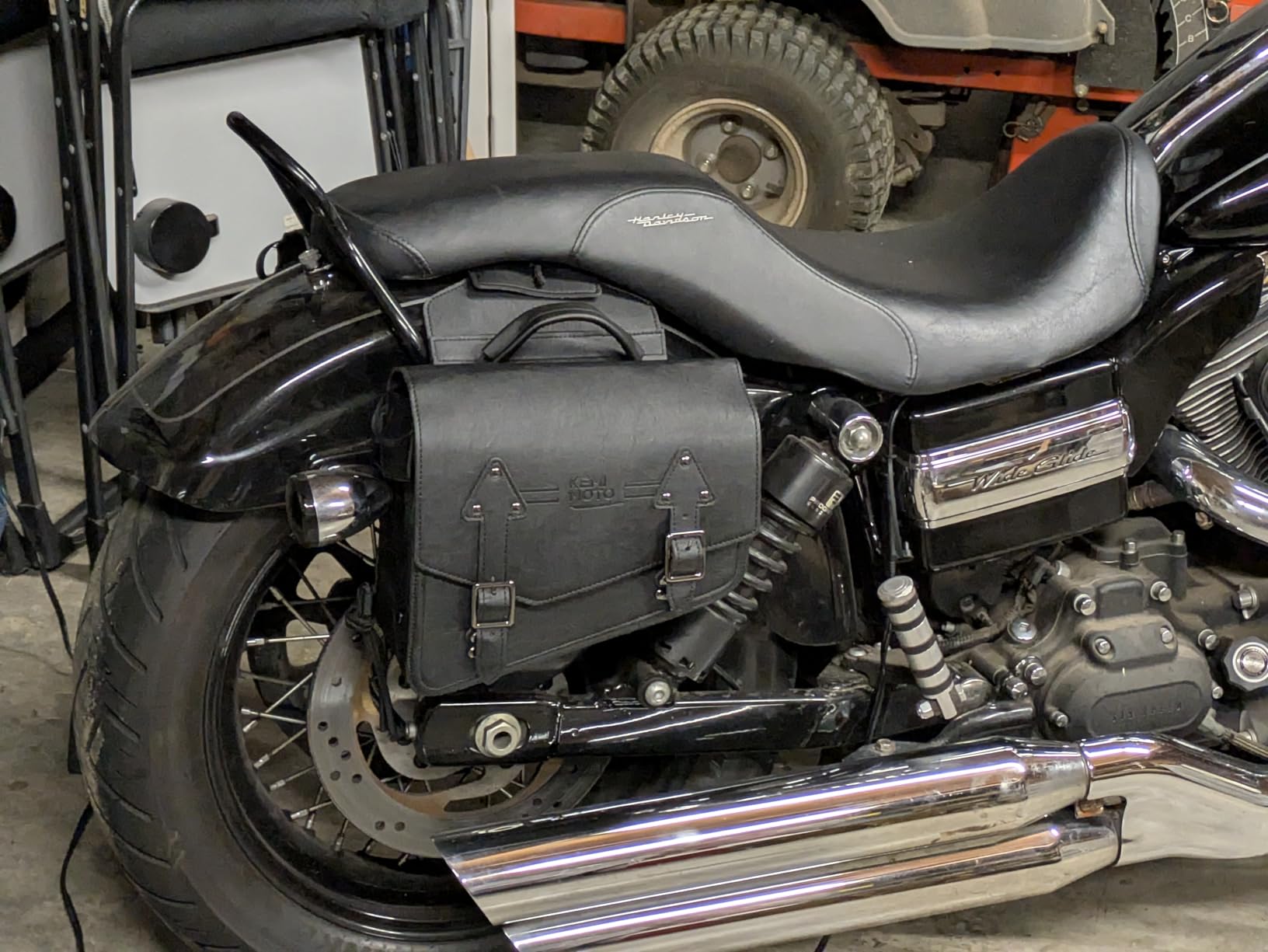 KEMIMOTO Motorcycle Saddlebags PU Leather Side Bags | Compatible with Sportster 883 1200 Softail Low Rider S Cruiser Dyna V-star Shadow Vulcan Rebel (20L) customer photo 1