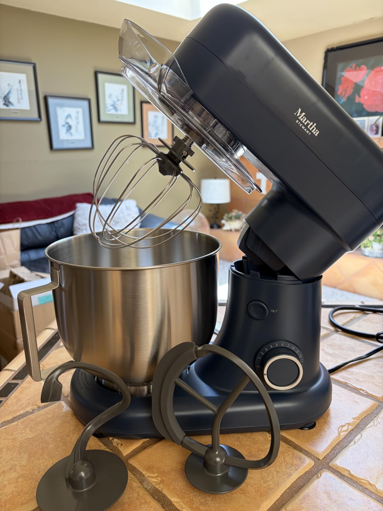 Martha Stewart 5.3Qt Stand Mixer, 12-Speed Tilt-Head Electric Kitchen Mixer with Stainless Steel Bowl, Dough Hook, Whisk & Beater, Splash Guard, Ideal for Baking Bread, Cake & Whipping, Caviar Gray customer photo 1