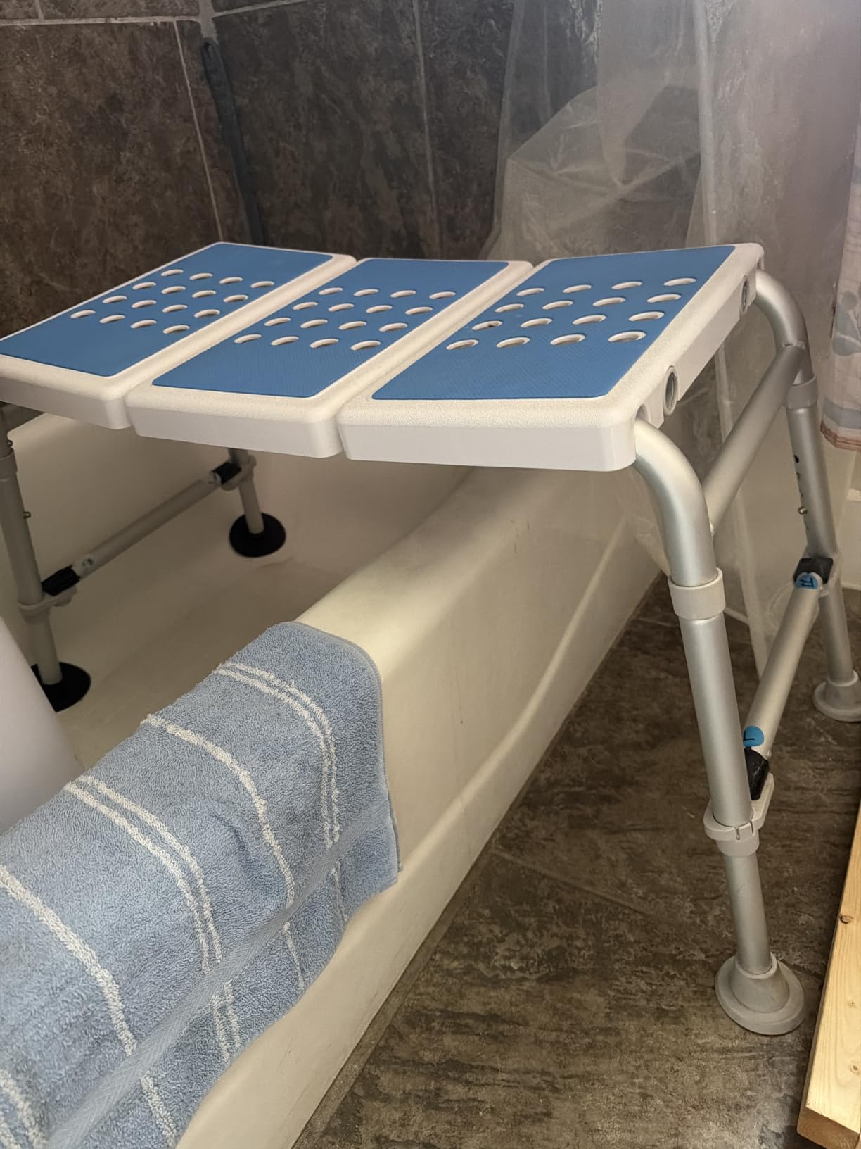 Bathtub Transfer Bench Shower 500 Lb Chair for Inside Tub Heavy-Duty Adjustable Width & Height Handicap Bath Chair with Extended Shower Seat and Reversible Backrest for Seniors, Elderly & Disabled customer photo 2