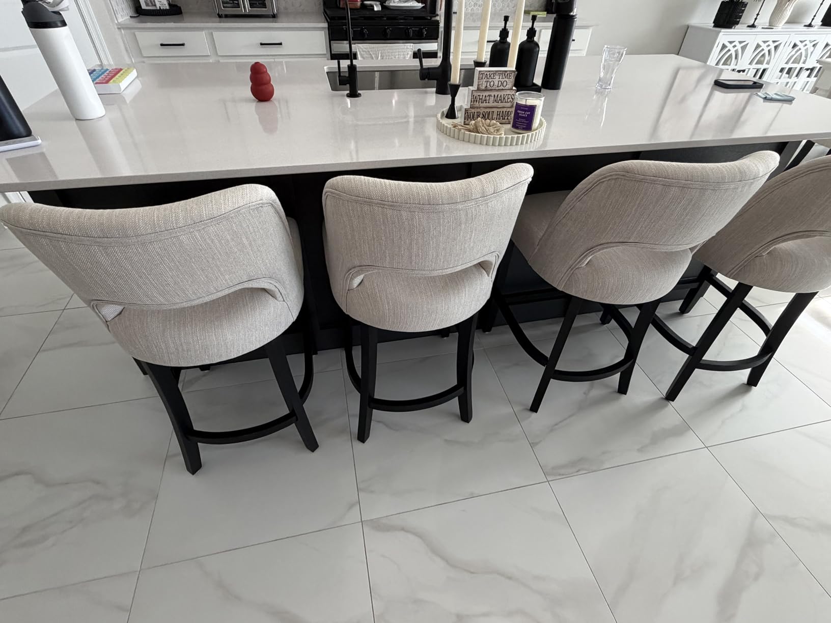 keoni Wooden Dining Chairs Set of 4 with Rubberwood Legs and Open Back customer photo 1
