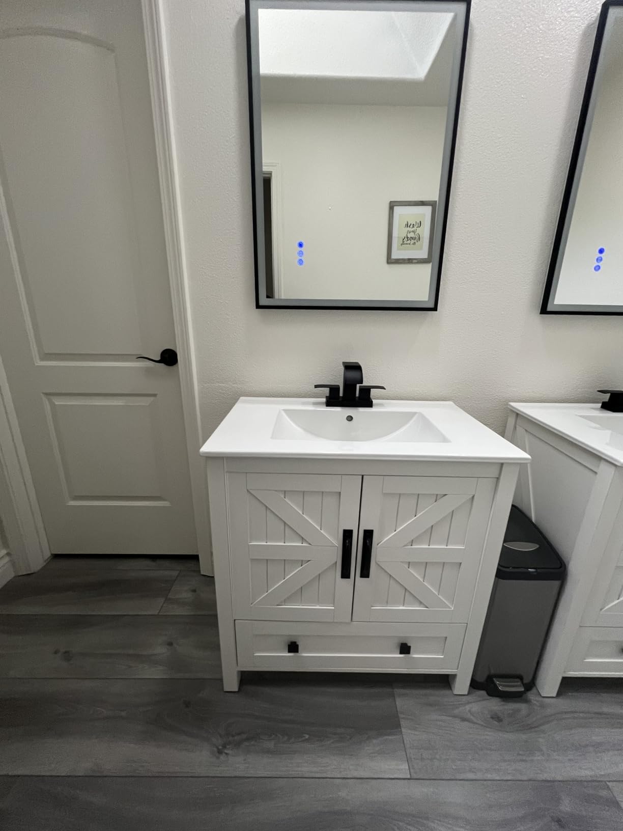 YITAHOME 30 Inch Farmhouse Bathroom Vanity with Sink | Small Space Bathroom Storage Cabinet with Large Drawer, 2 Wood Barn Doors with Built-in Door Racks customer photo 2