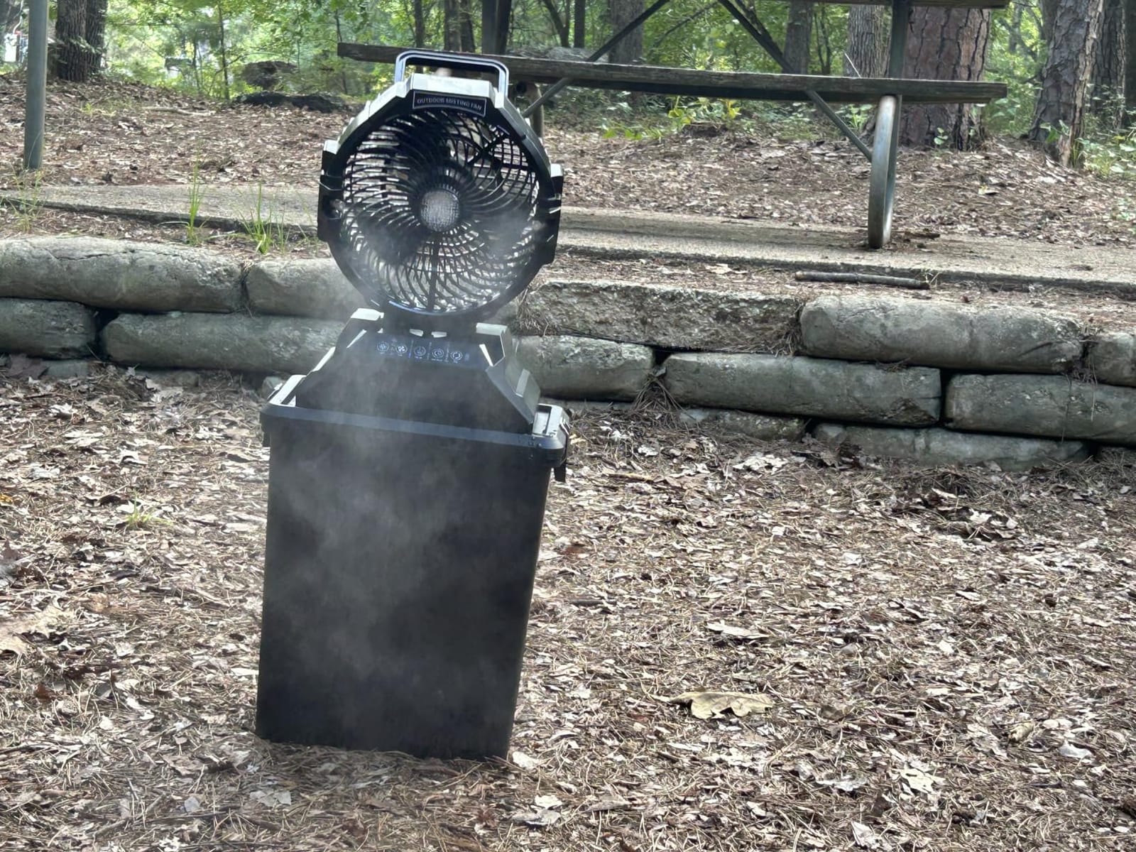 Portable Misting Fan for Outside, 70Hrs Camping Mister Fan, 15L Cooling Fan with Remote, Ice Fan with 4 Spray Speeds, 4 Misting Modes, 3 Light Modes for Garden/Camping/Party/Fishing customer photo 2