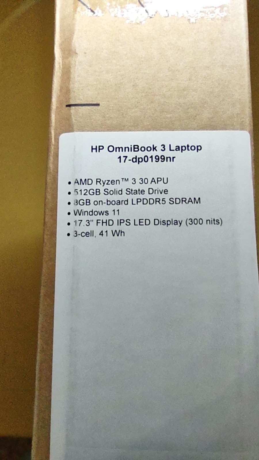 HP OmniBook 3 17.3 inch Laptop PC, FHD Display, AMD Ryzen 3 30, 8 GB RAM, 512 GB SSD, AMD Radeon 610M Graphics, Windows 11 Home, Mica Silver, 17-dp0199nr customer photo 1