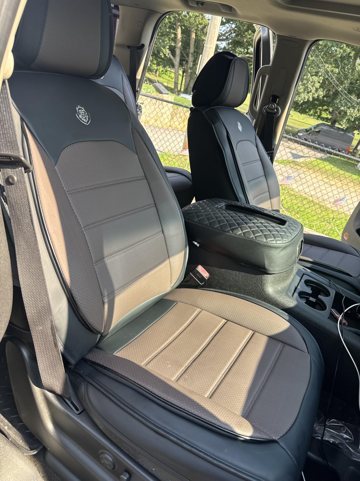 7 Seats for Buick Enclave Seat Covers 2008-2026, Black Coffee | Breathable Full Coverage Protection, Waterproof NAPPA Leather, Compatible Airbag and Armrests, Foldable Rear Seat Access customer photo 2