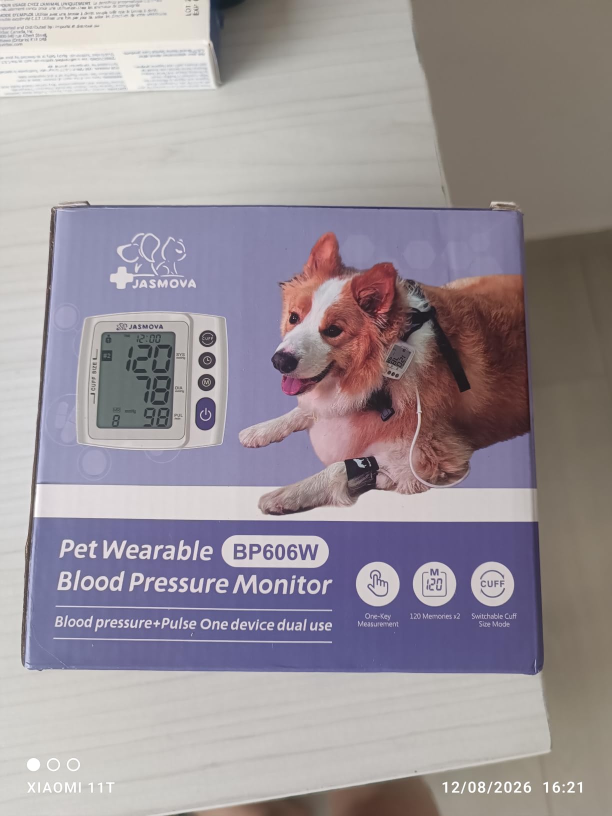 Wearable Pet Blood Pressure Monitor for Dogs & Cats, Oscillometric Home Monitoring Device with Adjustable Chest Strap, Multi-Size Cuffs, 240 Sets Memory for 2 Users, Large LCD Display customer photo 2