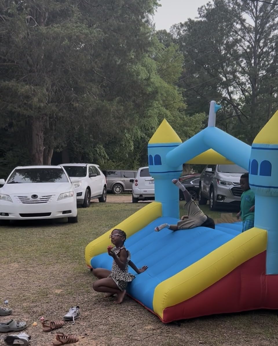 Bounce House, 6-in-1 Play Mode Inflatable Bounce House for Kids, High Elasticity Bouncy House with 480W Blower, Bouncy Castle with Wide Slide for Christmas, Birthday Parties customer photo 1