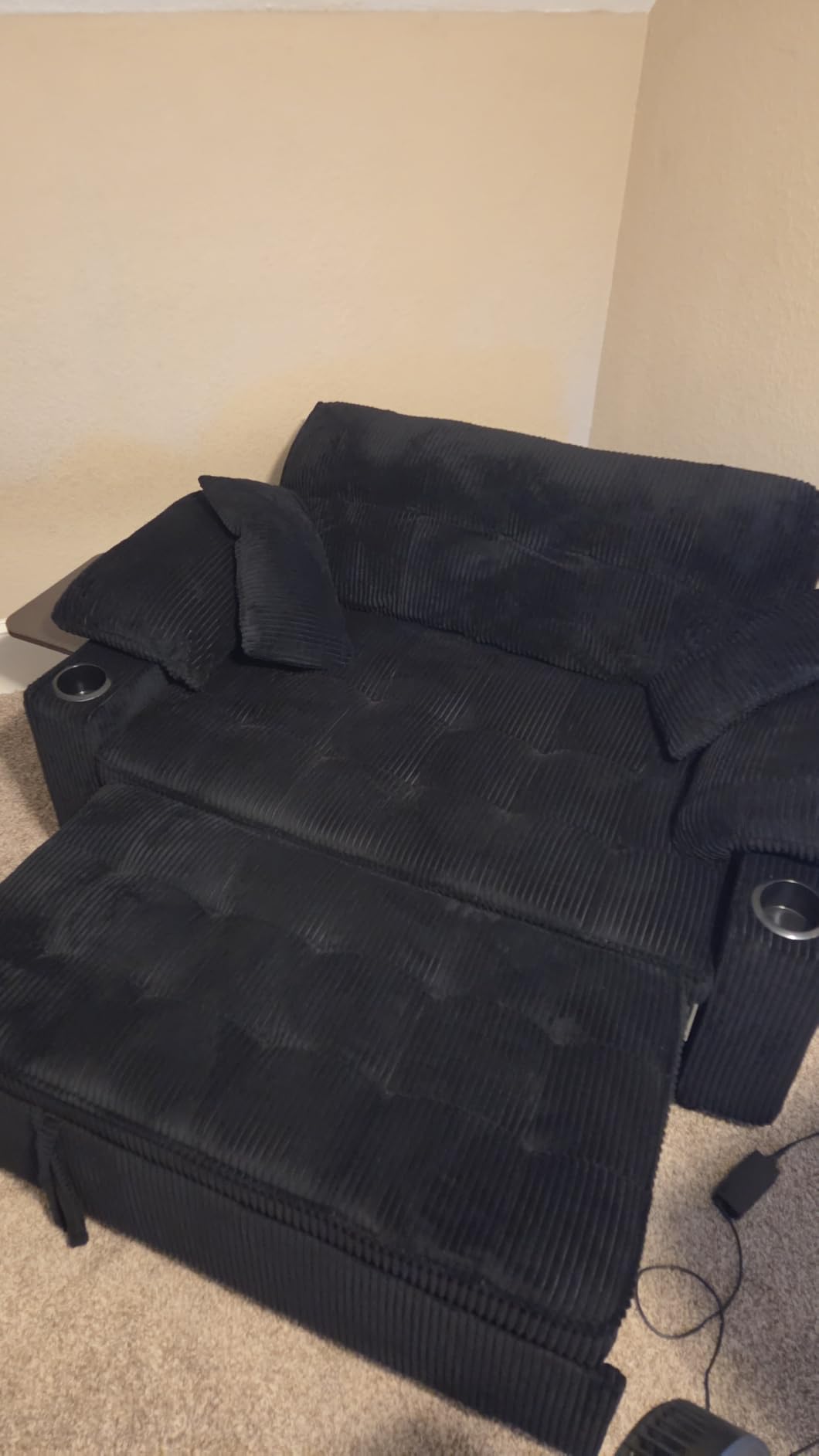 Wakefit 58in Sleeper Sofa Bed, Convertible Pull Out Couch Bed Full Size Corduroy Fabric Loveseat for Living Room, Apartment, Office (Dark Grey) customer photo 2
