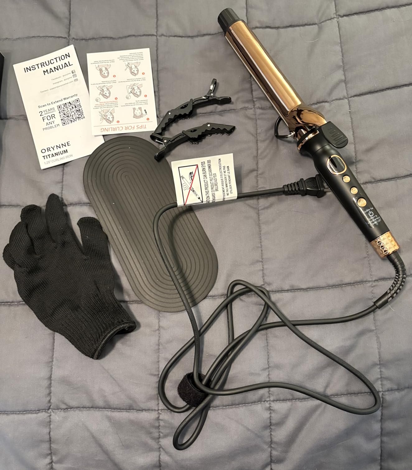 ORYNNE Titanium 1.25 Inch Curling Iron Long Barrel, Extra Long Curling Iron for Long Hair, 1 1/4 Inch Curling Iron with Dual PTC Heater, 12 Heat Settings, 60 Mins Auto-Off & Dual Voltage customer photo 2