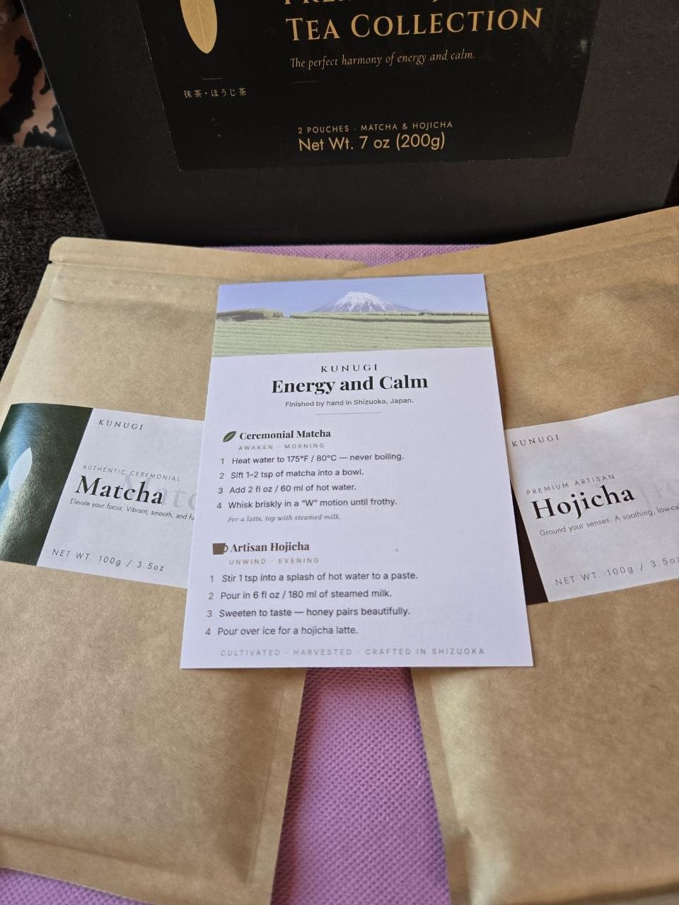 KUNUGI Premium Japanese Tea Collection, Ceremonial Matcha & Hojicha, 7.0oz | Authentic Shizuoka green tea, 100% pure, ideal for lattes, brewing and gifting, matcha 3.5oz + hojicha 3.5oz (7oz total) customer photo 1