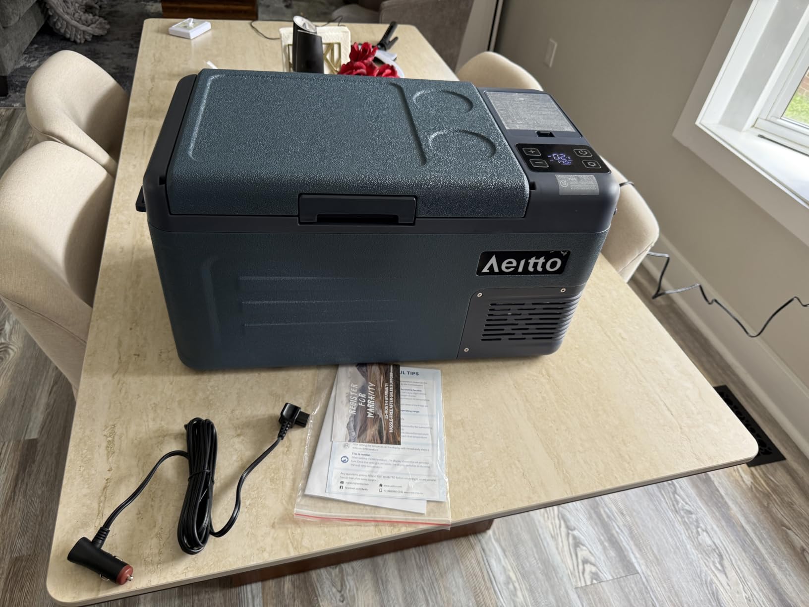 Aeitto 12 Volt Car Refrigerator 20Quart Car Fridge Freezer Electric Cooler Portable Cooler 12V Fridge RV Refrigerator -4℉-68℉ Temp Control 12/24V DC & 100-240V AC for Travel, Camping, RV, Road customer photo 2