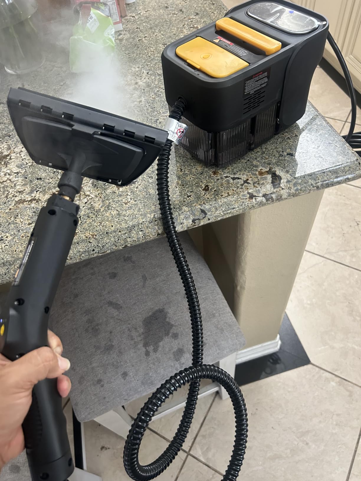 Gautye Steam Cleaner, 3 Level Adjustable Handle with 18 Accessories, Black | 10s Heat Up, 2.11 Quarts Tank, Handle Steam Cleaner for Home, Steamer for Cleaning for Kitchen, Grout, Dirt, Tile, Floor, Car customer photo 1