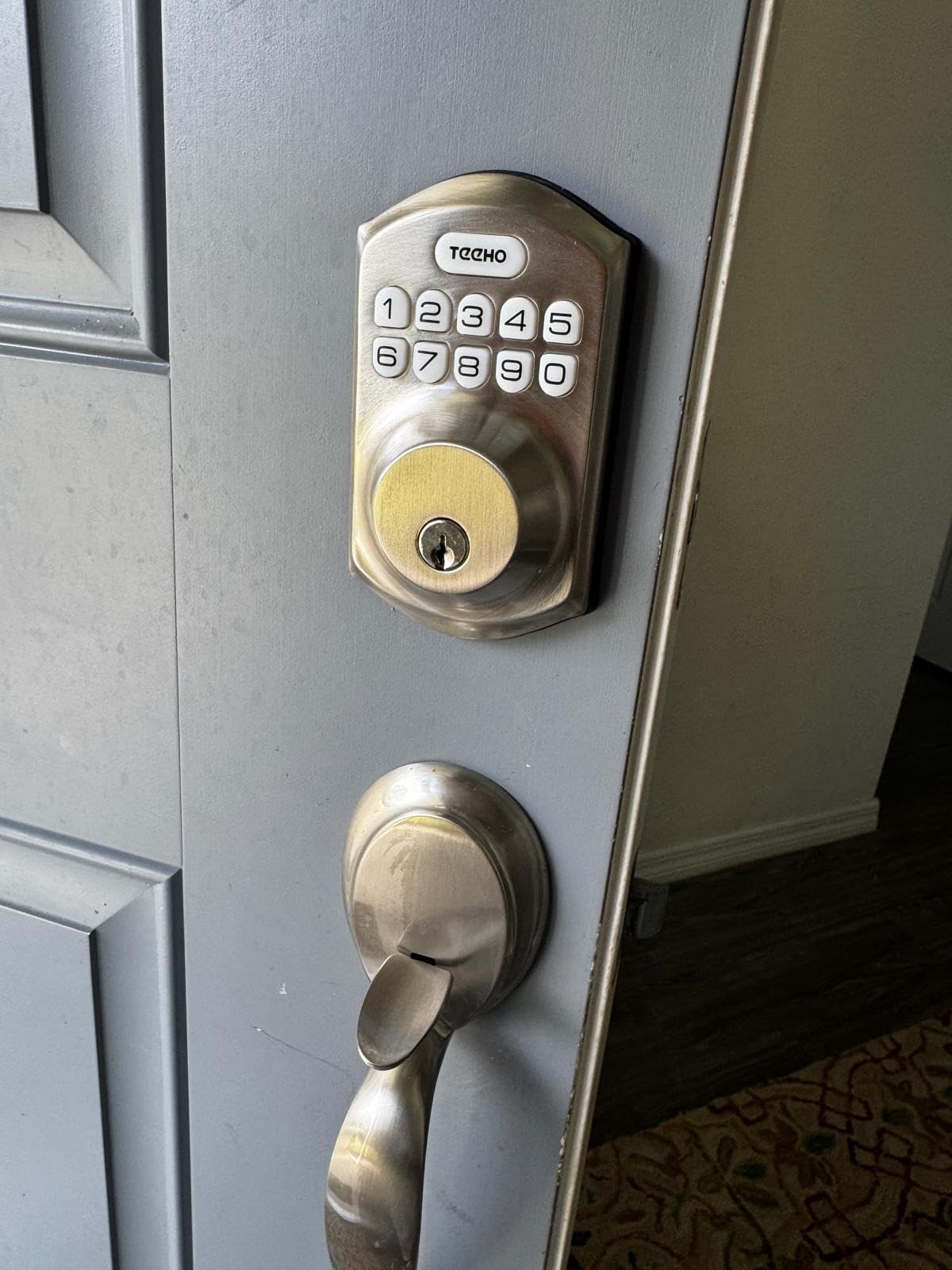 Veise VE001 Keyless Entry Deadbolt, Electronic Keypad Lock, Satin Nickel | ANSI Grade 3 Security, 20 User Codes, Low Battery Alert, IP55 Waterproof, One Touch Lock, Anti-Peep Password & 2 Backup Keys customer photo 1