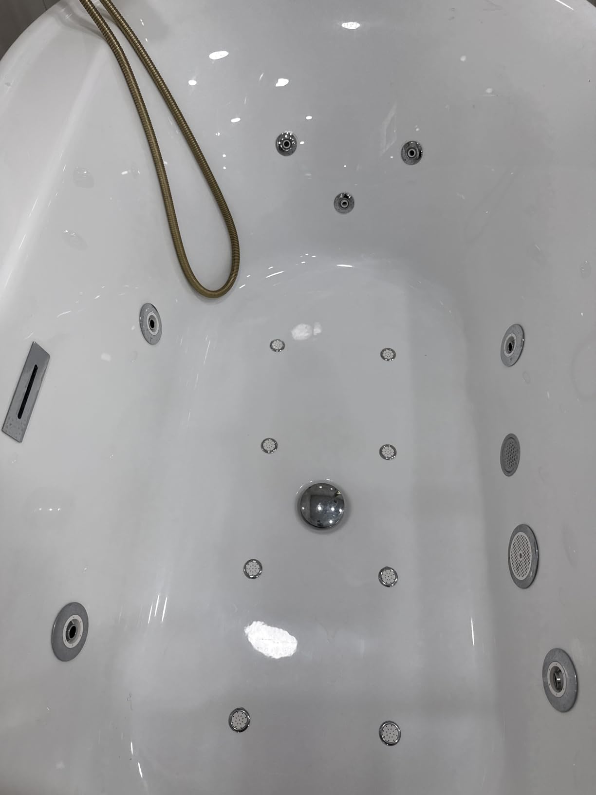 55 Inch Freestanding Bathtub, Small Square Soaking Tub, White Acrylic Deep Soak Tub for Narrow Spaces & Apartments, Modern Slim Design with Overflow & Chrome Drain Kit, Glossy Interior/Exterior customer photo 1