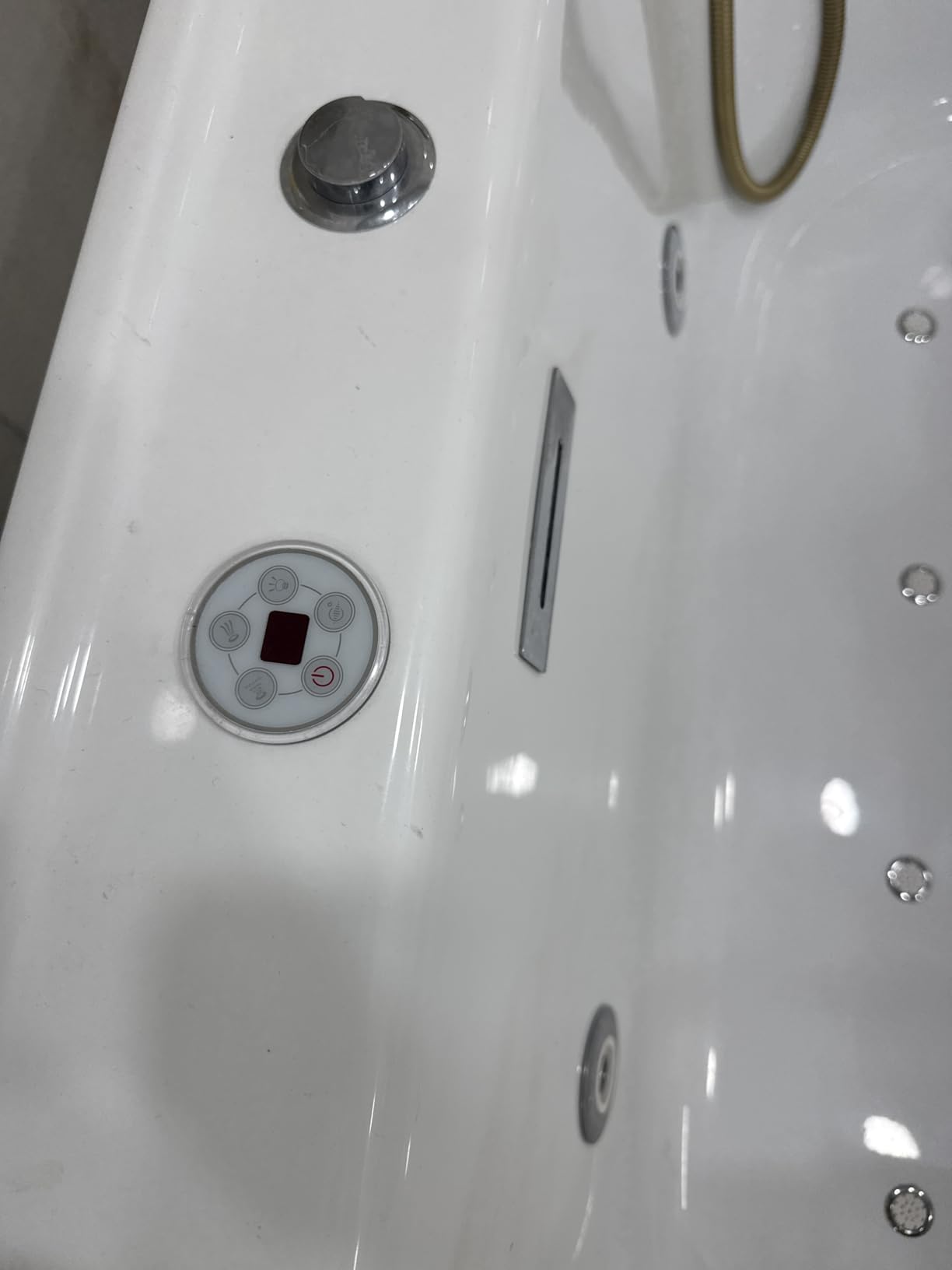 55 Inch Freestanding Bathtub, Small Square Soaking Tub, White Acrylic Deep Soak Tub for Narrow Spaces & Apartments, Modern Slim Design with Overflow & Chrome Drain Kit, Glossy Interior/Exterior customer photo 2