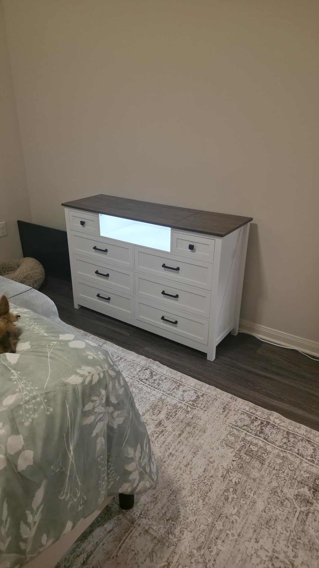 BROTTAR Dresser with LED Mirror, 8 Drawers, Farmhouse, for Bedroom, White | Chest of Drawers, White Dressers for Kids, Wood Dressers, Farmhouse Makeup Vanity with Storage customer photo 1