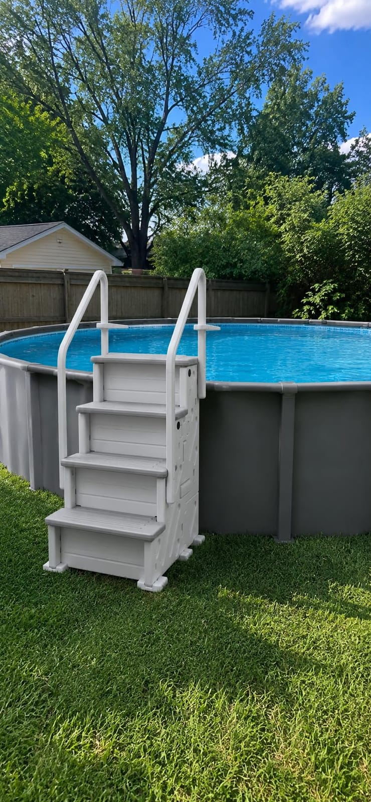 Polar Aurora Heavy Duty Pool Ladder Above Ground, Dual Handrails Nonslip with 4-Steps, 500 LBS Load Capacity for 46-58 Inch Pools (WH/GR, Single Side) customer photo 1