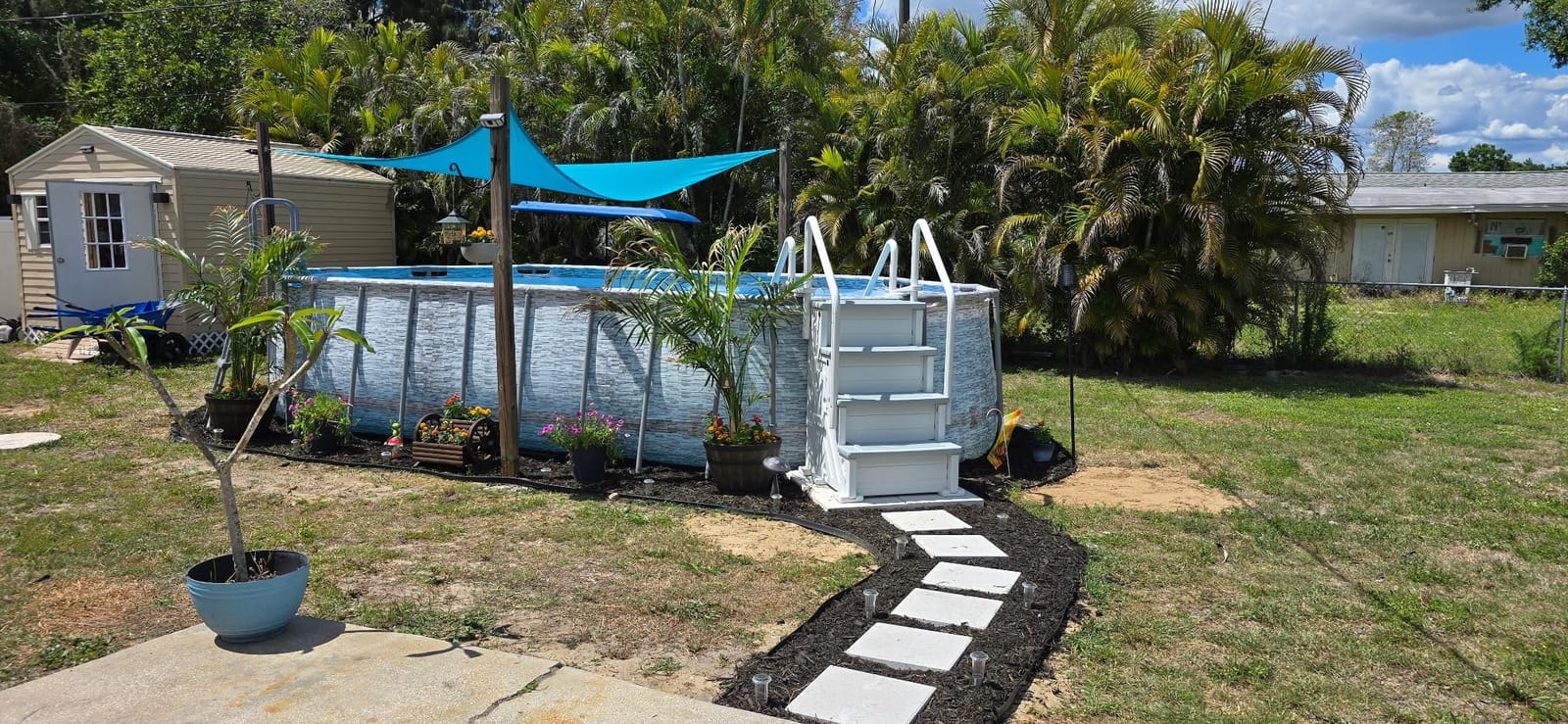 Polar Aurora Heavy Duty Pool Ladder Above Ground, Dual Handrails Nonslip with 4-Steps, 500 LBS Load Capacity for 46-58 Inch Pools (WH/GR, Single Side) customer photo 2