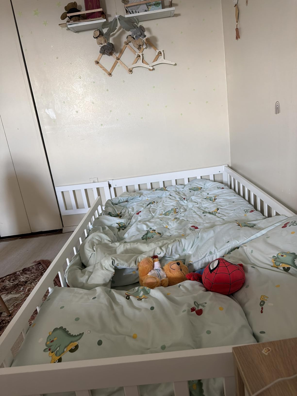 Bellemave Twin Floor Bed with Rails and Slats, Twin Size Montessori Floor Bed with Bookshelf and Fence, Easy Assemble Montessori Beds Frame for Girls, Boys, Natural customer photo 1