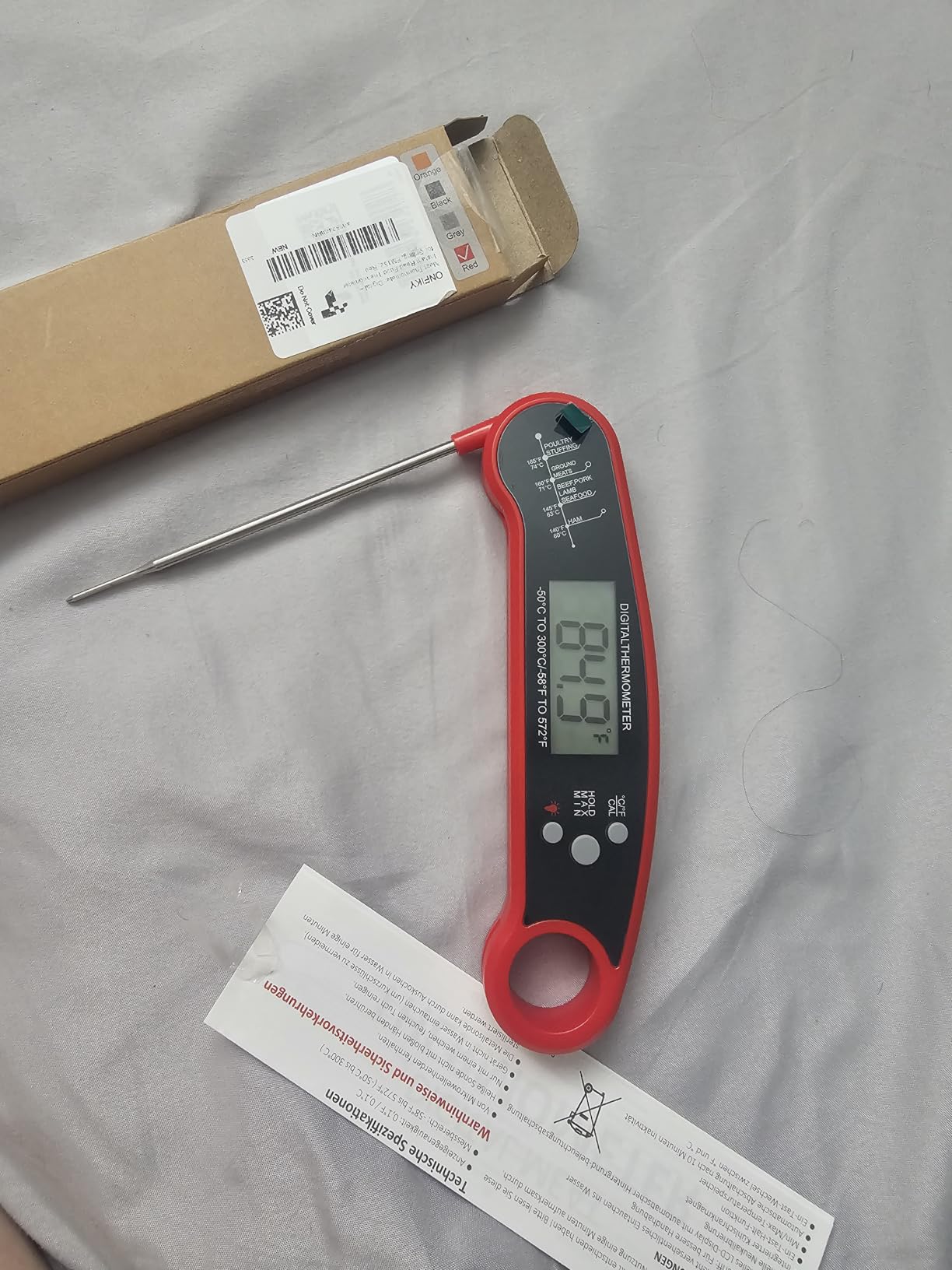 Instant Read Meat Thermometer Digital, 1-2 Sec, Food, Cooking, Grilling | Bright Backlit Display, Waterproof for Air Fryer, Smoker, Candy, Kitchen Gadgets, BBQ Essentials, Gift for Men Husband, Red customer photo 2