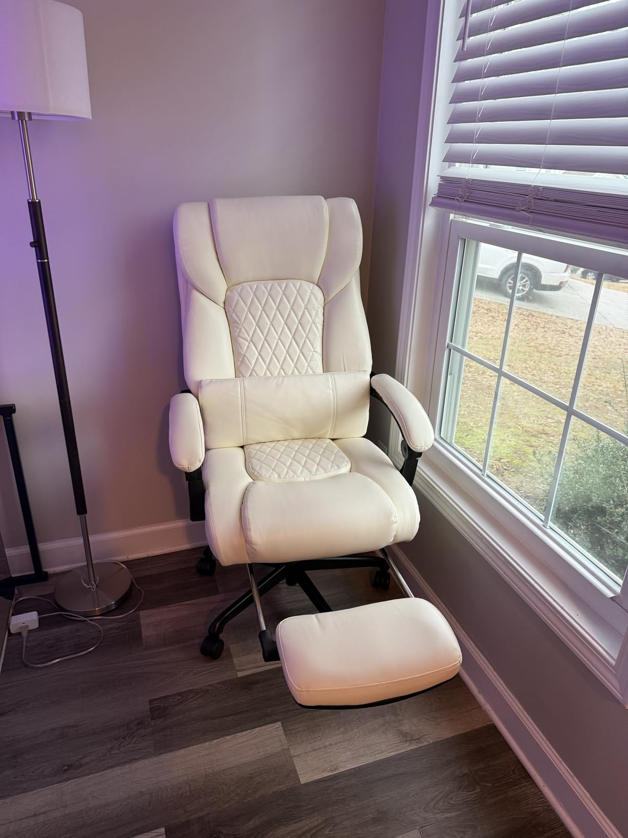 3D Kneading Massage Office Chair with Heat, 500 lbs Big and Tall Executive Computer Desk Recliner, Leather Electric Heated Chair with Footrest, Black customer photo 2