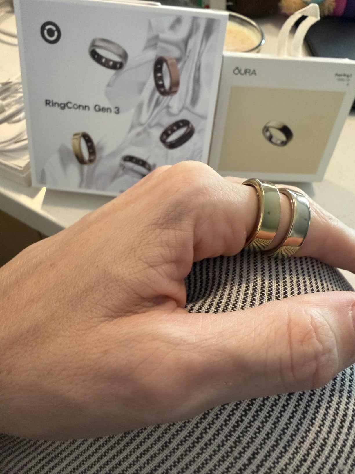 RingConn Gen 3 Smart Ring - Vascular Trends (Size 7, Royal Gold) | No App Subscription, Vibration Alerts, Sleep, Fitness & Heart Rate, 14-Day Battery Life, Size Before You Buy customer photo 2