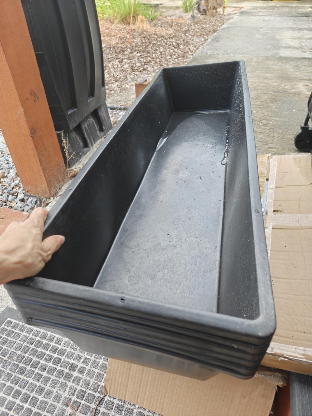 6 Pcs Water Trough 48 Quart / 12 Gallon Horse Trough Livestock Water Troughs 39 inch Plastic Goat Feeder Trough Farm Animal Feeding for Chicken Sheep Pig and Cattle customer photo 1