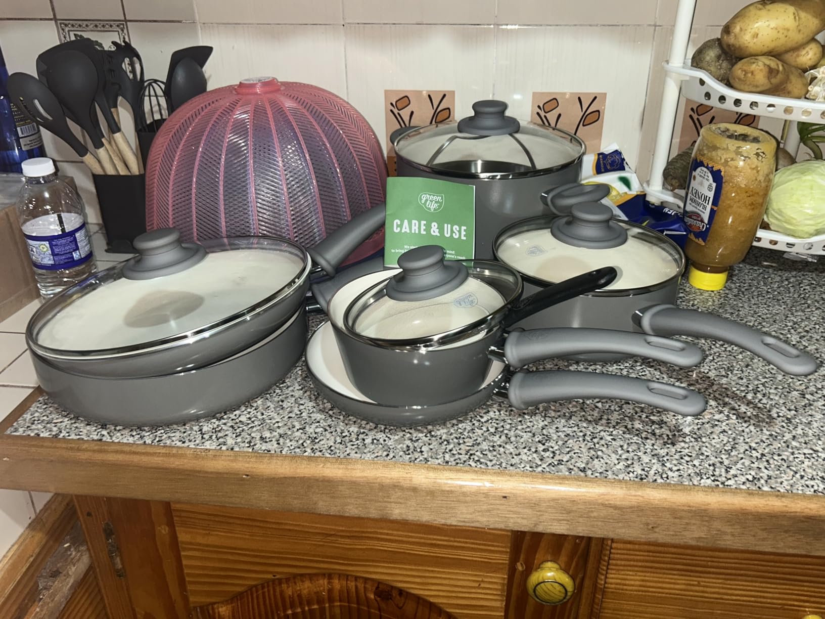 GreenLife 16-Piece Nonstick Cookware Set, Non-Toxic Ceramic Pots and Pans Set, Durable Healthy Kitchen Essentials, Fast Heating, Induction Ready, Easy Clean Dishwasher Safe, PFAS-Free, Beige Taupe customer photo 2