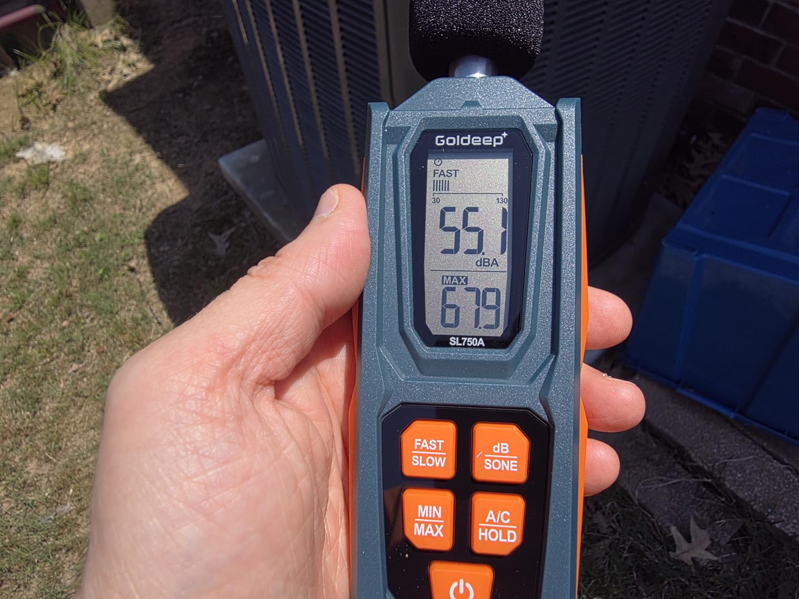 Decibel Meter, Goldeep SL750A Digital Sound Level Meter 30-130dB, A/C Weighted DB Meter with dB/SONE, Fast/Slow, MAX/MIN, LCD Sound Meter for Home, Office, Factory, Neighbor Noise - Vitality Orange customer photo 1