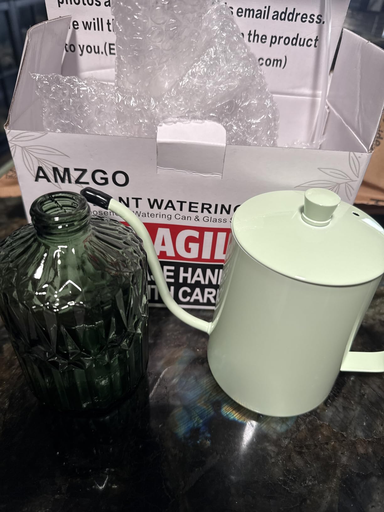 2 Pack Small Watering Can for Indoor Plants, 20 oz Metal Plant Watering Can with Long Spout for House Plants, 13.5 oz Glass Plant Mister Spray Bottle for Bonsai Garden Flowers Decorative customer photo 1