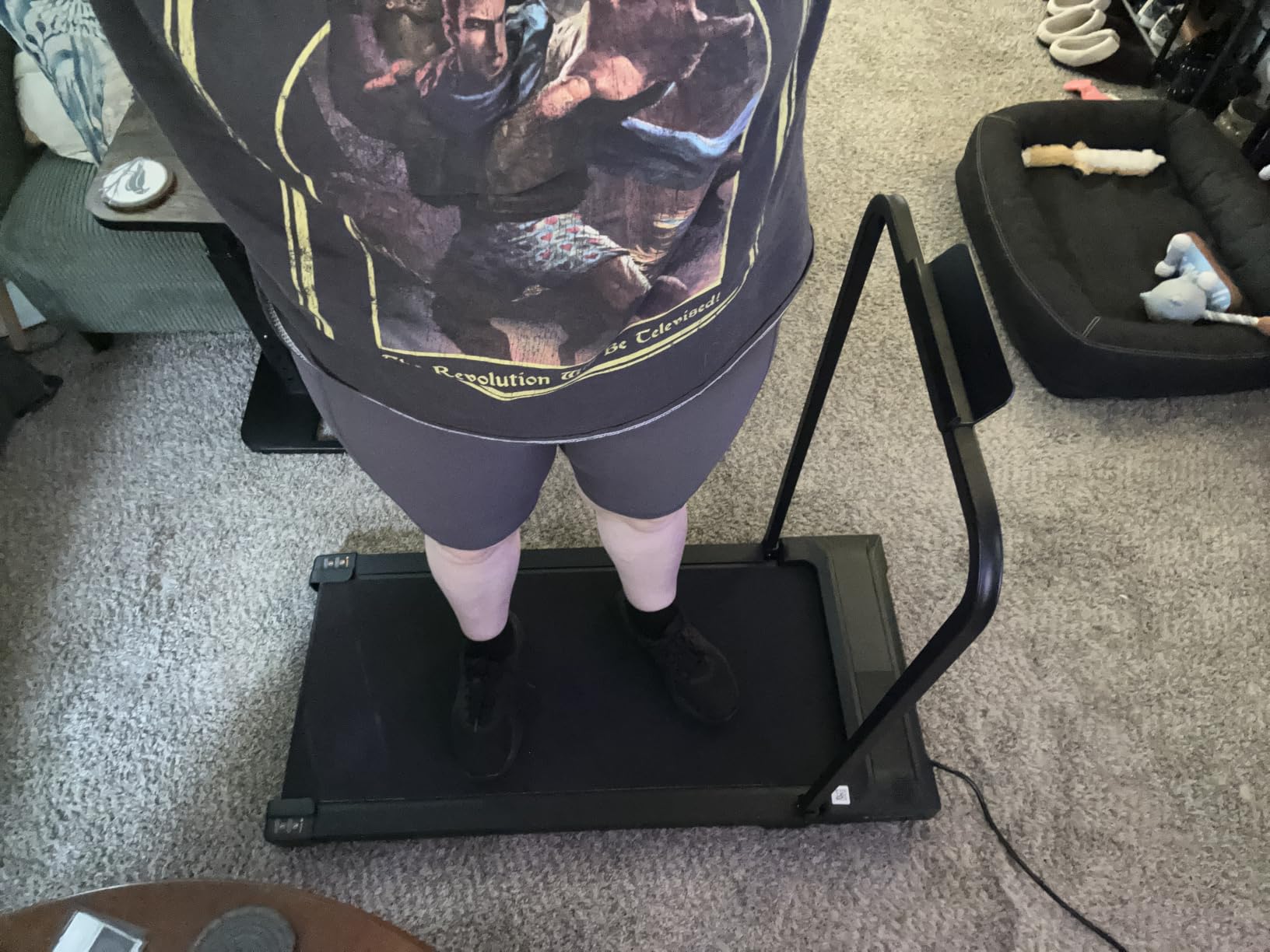 Walking Pad Treadmill for Home - Folding Treadmills with Handle Bar Portable Compact Fold up Indoor Foldable Handles Electric Walk Pads Small Spaces Mini Running Quiet Under Bed Office customer photo 1