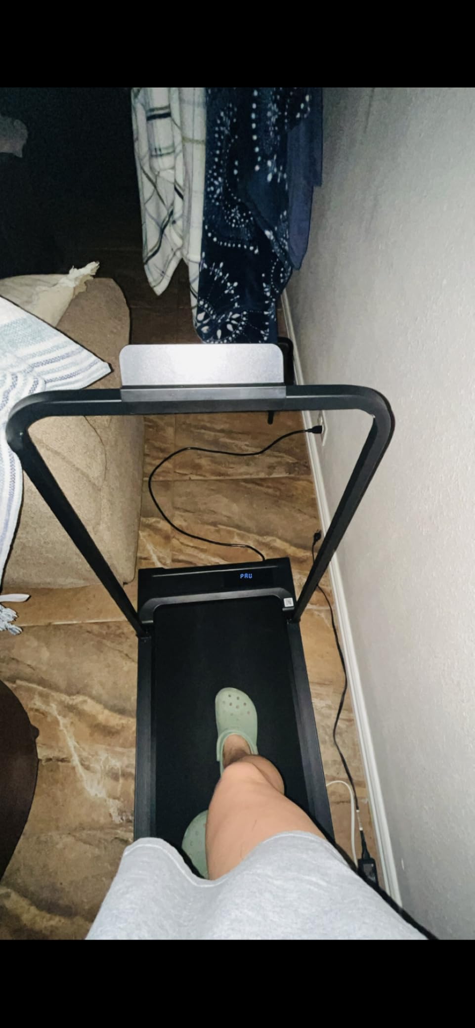 Walking Pad Treadmill for Home - Folding Treadmills with Handle Bar Portable Compact Fold up Indoor Foldable Handles Electric Walk Pads Small Spaces Mini Running Quiet Under Bed Office customer photo 2